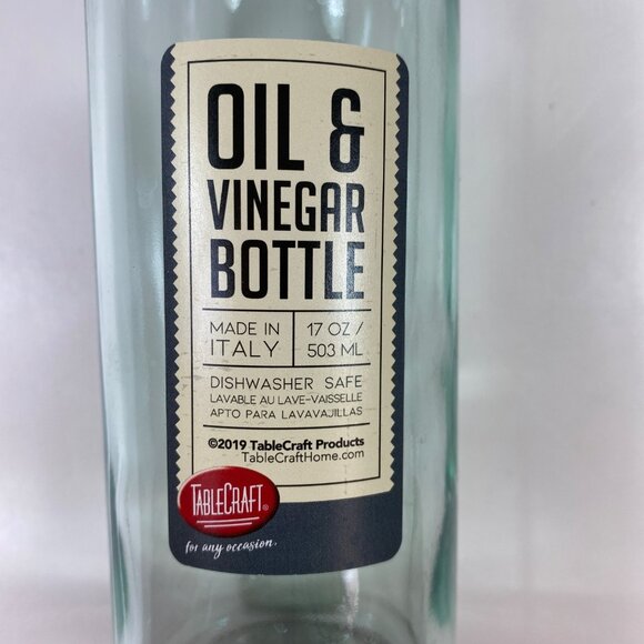 TableCraft 17 Oz Glass Oil Vinegar Bottle Pour Spout Dishwasher Safe 12" High - Picture 2 of 7